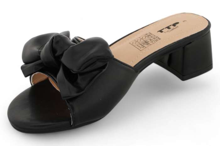 TTP Women Slip On Block Heel Sandals with Ribbon HT010