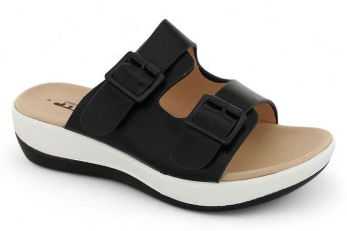 TTP Women PU Dual Buckle Platform Slider HT2207-7