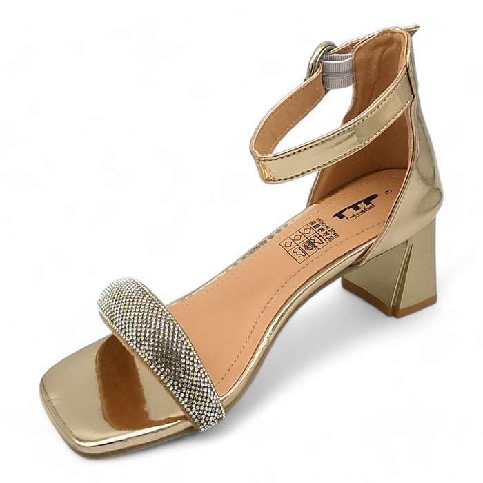 TTP Women Patent Ankle Strap Block Heel Sandals - HT008