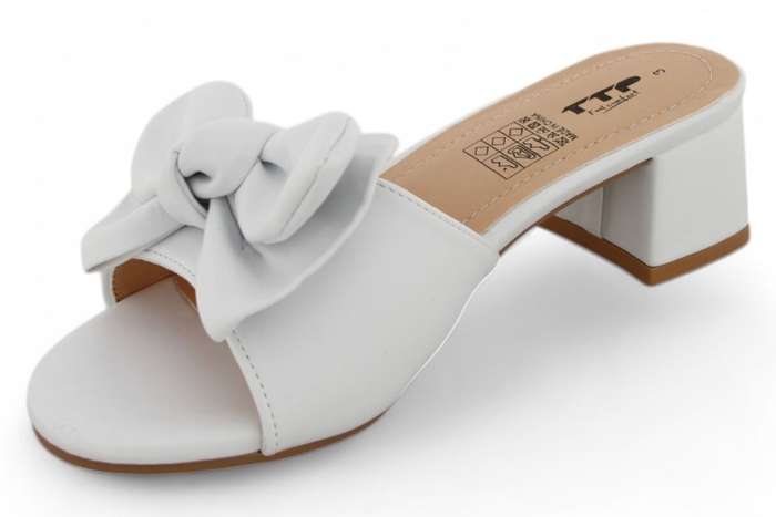 TTP Women Slip On Block Heel Sandals with Ribbon HT010