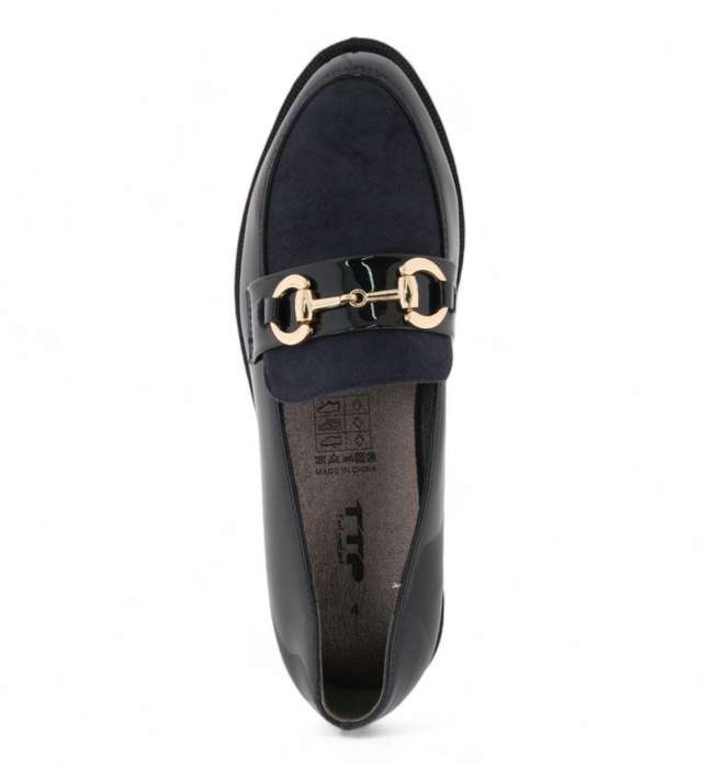 TTP Women Platform Round Toe Loafers with Link Decor HT2422-5