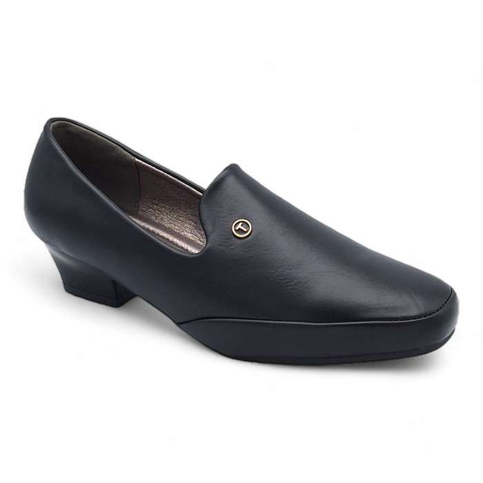 TTP Women Black PU Square Toe Block Heels HT727-5