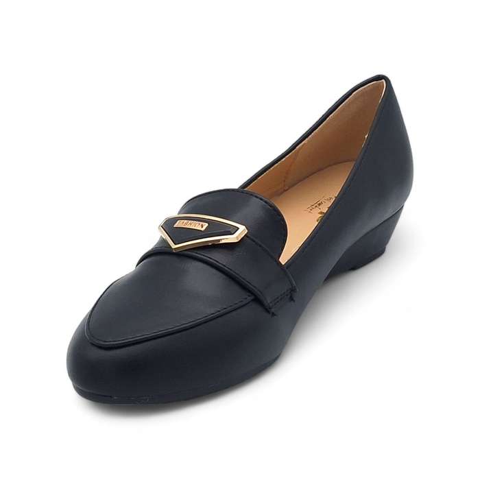 TTP Women PU Low Wedge Heels with Vamp Decor JSF91