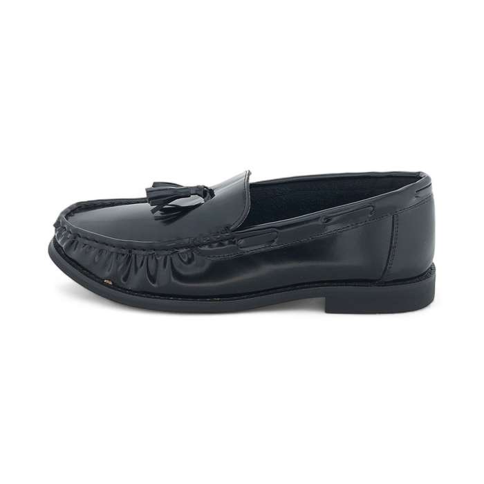 TTP - Men's Black Round Toe Patent Moccasin with Tassel- JXM7720-1