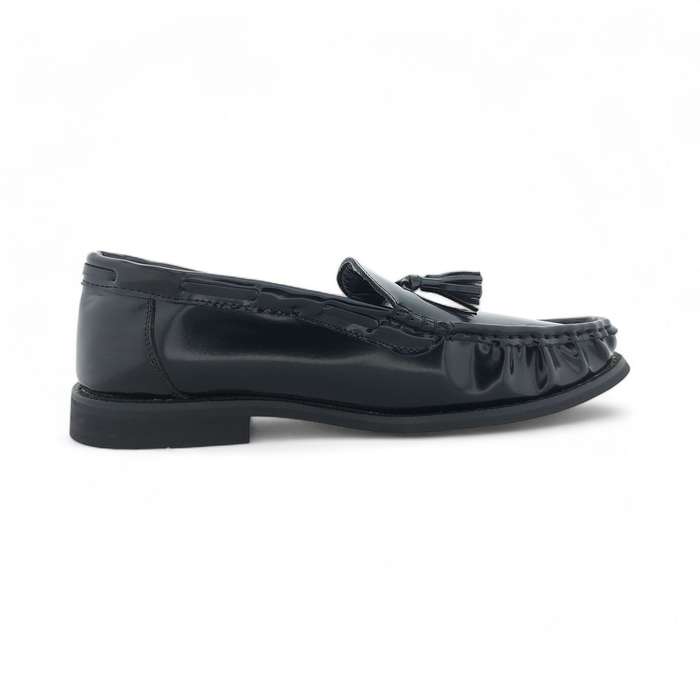 TTP - Men's Black Round Toe Patent Moccasin with Tassel- JXM7720-1