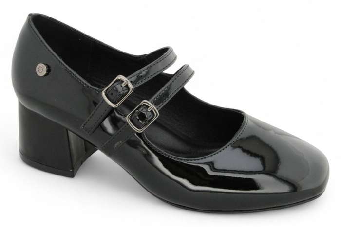 ALXIR Women Black Patent PU Block Heel PSL4422