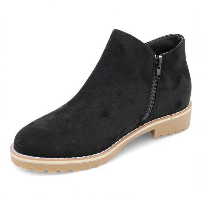 TTP Women Round Toe Ankle Boots with Side Zipper HT241008