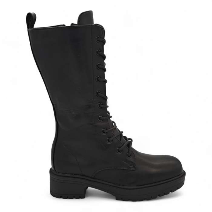 TTP Women's Platform Mid Calf Boots with Lace and Side Zipper HTA08