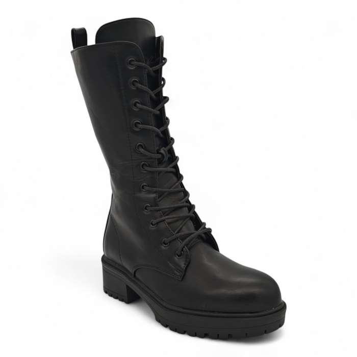 TTP Women's Platform Mid Calf Boots with Lace and Side Zipper HTA08