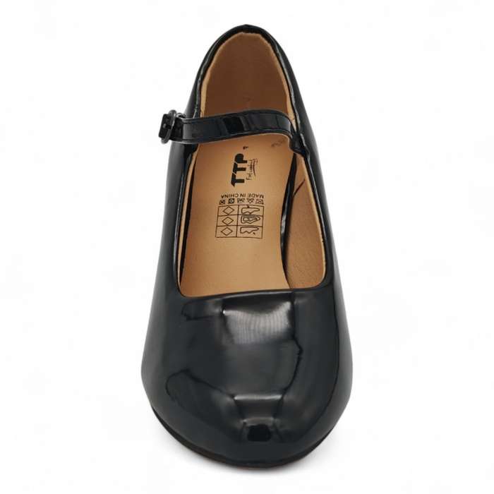 TTP Patent PU Almond Toe Block Heel with Buckle Strap HTG-07