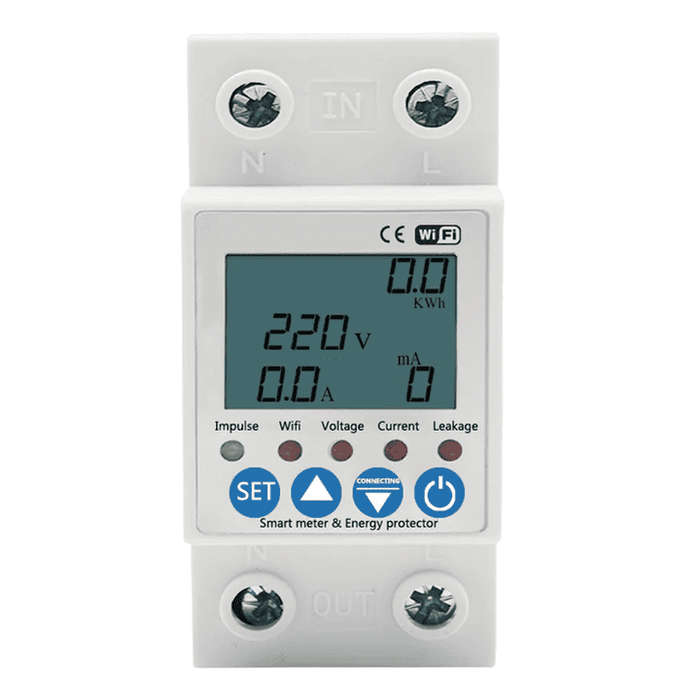 Smart Switch + Energy Monitor Power Consumption + Earth Leakage | 63A, 230VAC | WiFi Tuya Smart Life