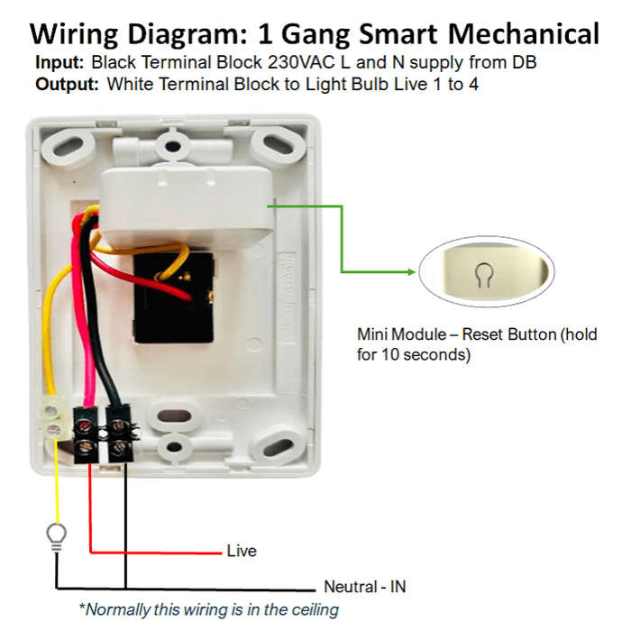 Smart WiFi Mechanical Light Switch, 1 Gang | Neutral Wire + BT | WiFi Tuya Smart Life