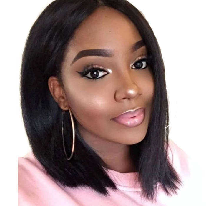 13x4 Bone Straight Bob Wig-Lace Front Brazilian Hair 10''