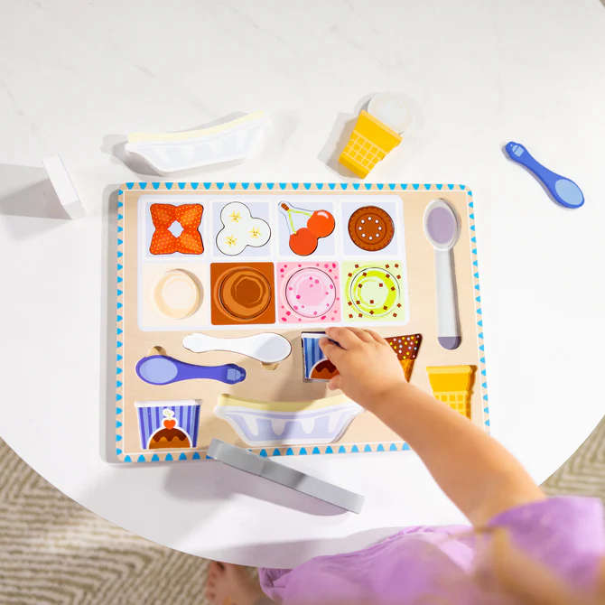 Wooden Magnetic Ice Cream Puzzle &amp; Play Set - 16 Pieces