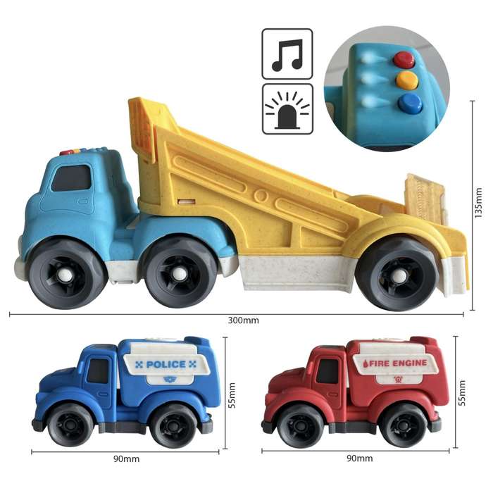 Bioplastic Carrier Truck, Ambulance &amp; Police Set