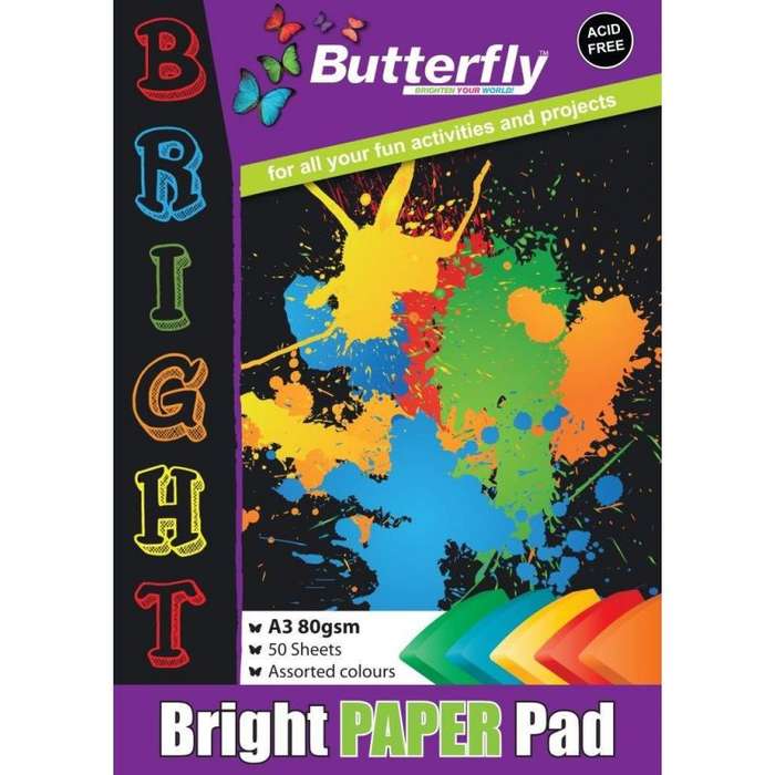 BOARD PADS - A3 160gsm 20 SHEETS - BRIGHT (ASSORTED)