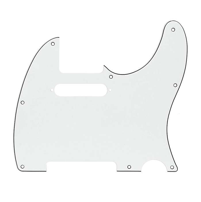 White 3ply Standard Tele Style Pickguard
