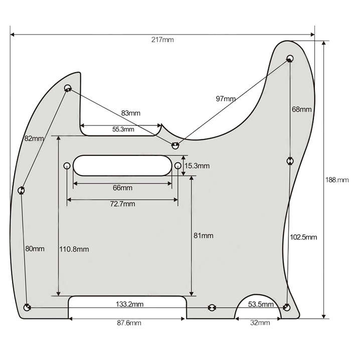 Vintage White 3ply Standard Tele Style Pickguard