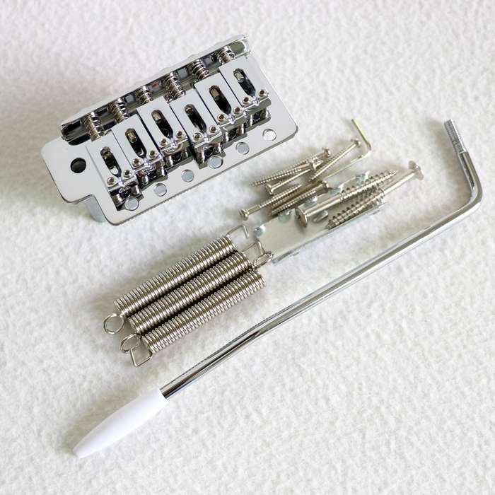 Modern Strat Tremolo Chrome Bridge Complete - 6 point 52.5mm spacing Half Size Block