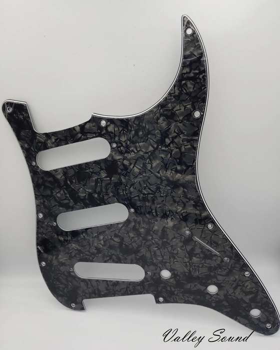 S/S/S Black Pearloid 3ply Strat Style Pickguard