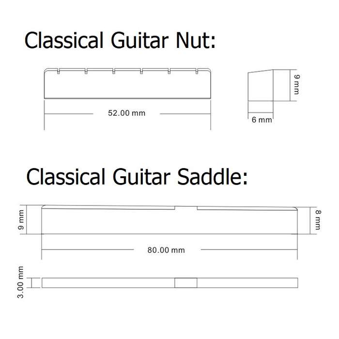 Ox Bone Nut for Classical Guitars Type 2 (52mm)