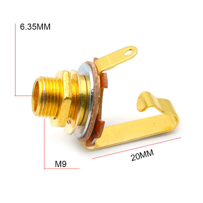 1/4'' (6.35mm) Mono Output Jack Socket Gold