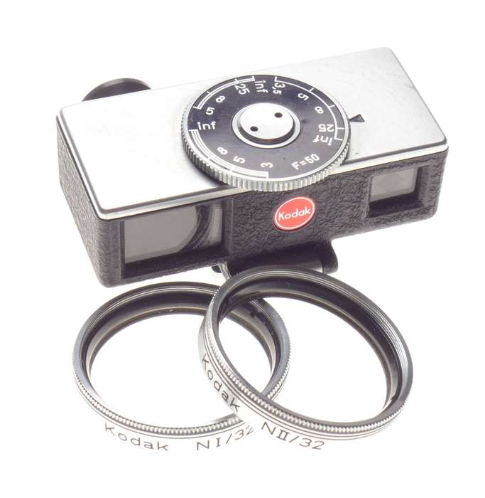 Cased Kodak universal hot shoe camera rangefinder with lenses