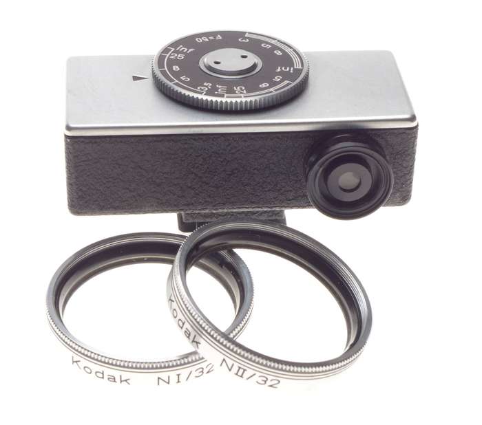 Cased Kodak universal hot shoe camera rangefinder with lenses