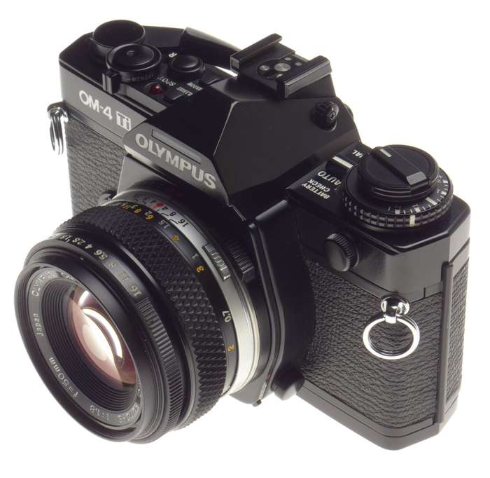 Olympus OM-4 Ti Black SLR 35mm Titanium film camera 1.8/50mm Zuiko kit