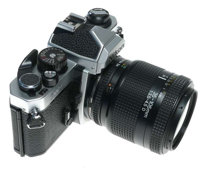 Nikon FM2 N 35mm Film SLR Camera AF Zoom Nikkor 1:3.5-4.5 35-105