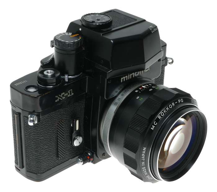 Minolta X-1 SLR Camera MC Rokkor PG 1:2 58mm Hawk Eye Lens Excellent