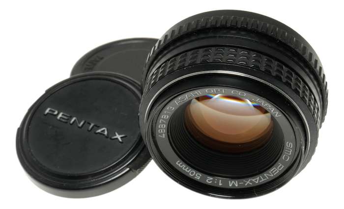 SMC Pentax-M 1:2 50mm Asahi 2/50 f/2 bayonet mount caps