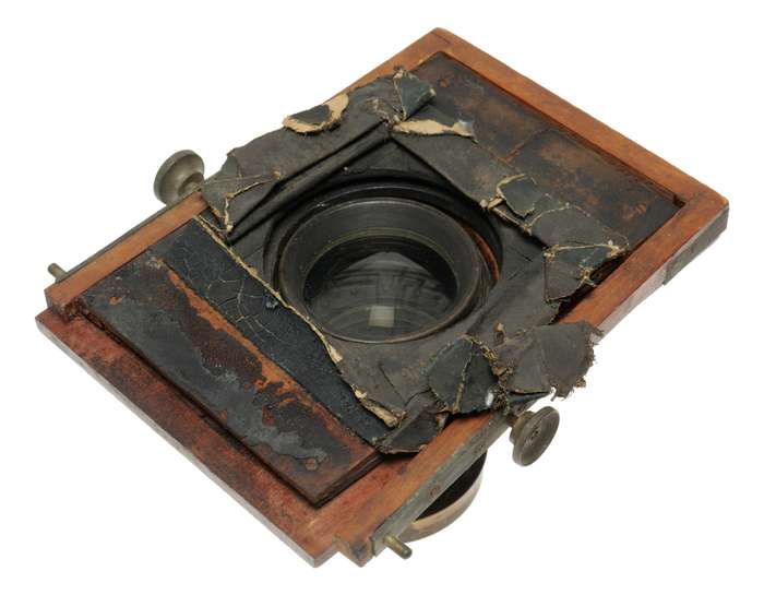 Brass lens Vintage wet plate wood camera lens board
