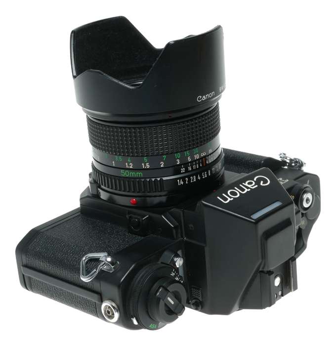 Canon F-1 35mm film SLR camera 1.4/50 FD macro tele Zoom lenses motor drive instructions