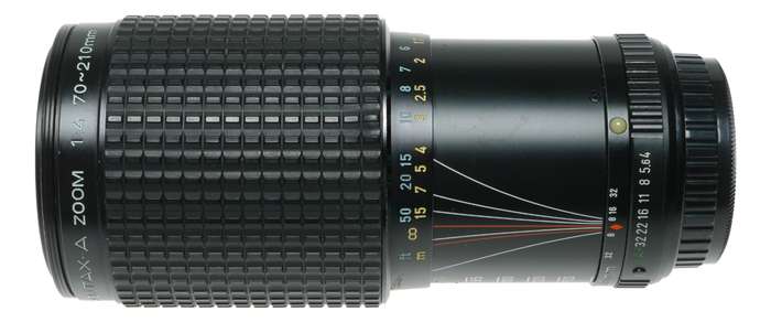 SMC Pentax-A Zoom 70-210mm macro lens fits classic 35mm film SLR camera