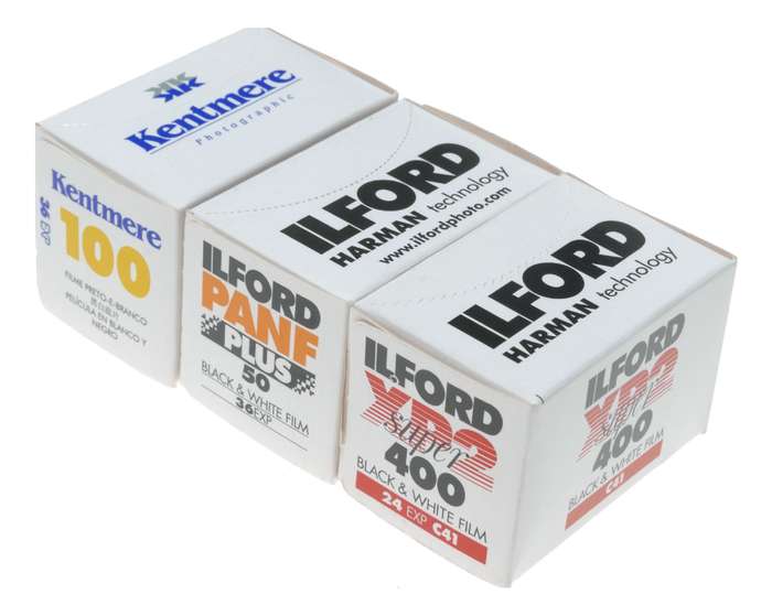 Ilford PanF Plus 50 XP2 Super 400 Kentmere 100 Expired Black White Film