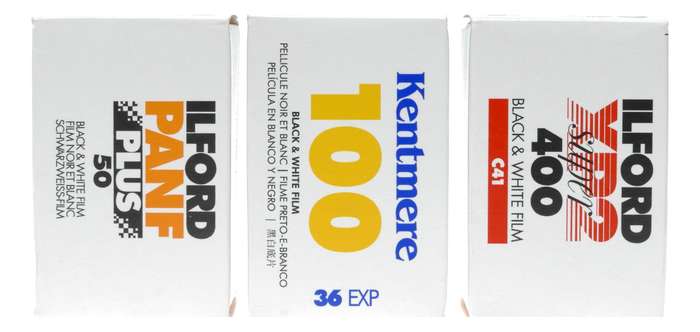 Ilford PanF Plus 50 XP2 Super 400 Kentmere 100 Expired Black White Film