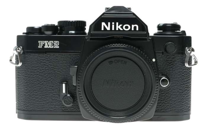 Nikon FM2 Black SLR Camera 1:3.5/28 Nikkor 1:2.5/105 Lenses Caps Filters