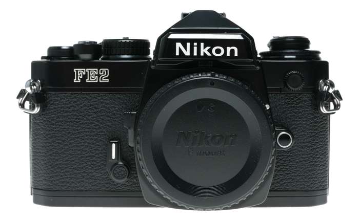 Nikon FM2 SLR Black Film Camera 1:2.8/28 Nikkor 1:2.5/105 Lenses Caps