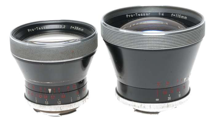 Carl Zeiss Pro-Tessar Camera Lenses 3.2/35mm 4/115mm Contaflex
