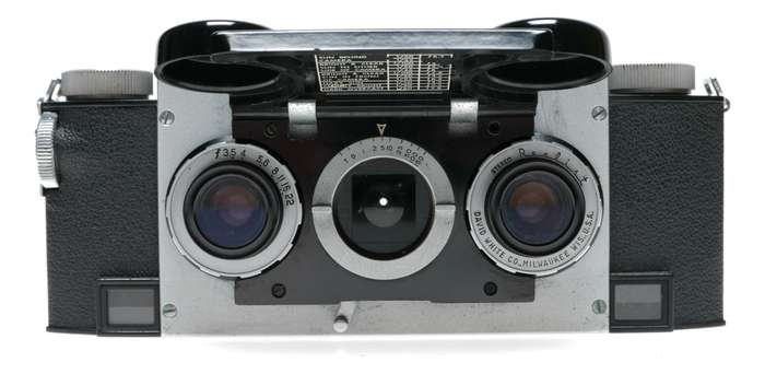 David White Realist Stereo Film Camera f3.5 Model 1041 in Pouch