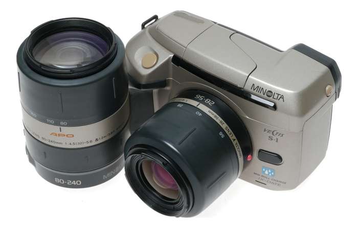 Minolta Vectis S1 APS SLR Film Camera 28-56 Zoom 80-240mm