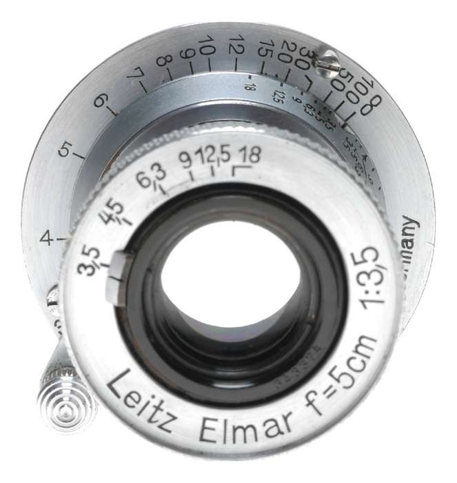 Chrome Leitz Elmar f=5cm 1:3.5 SM leica camera lens with caps