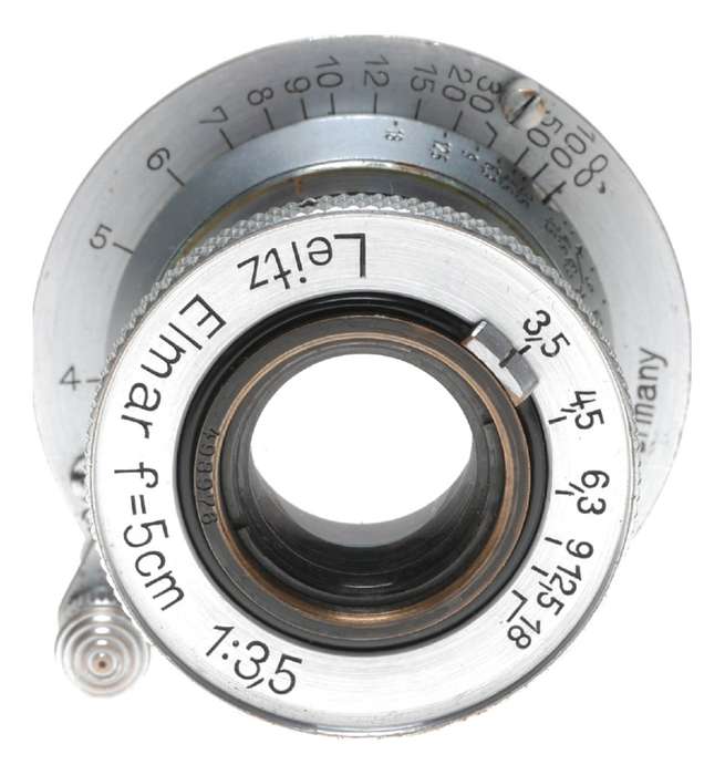 Leica Standard B chrome 5cm Elmar F3.5 case and lens cap