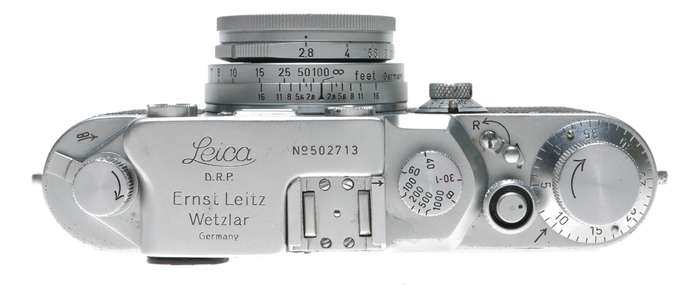 Shark Skin Leica IIIc vintage film camera Elmar 2.8/50mm lens case cap