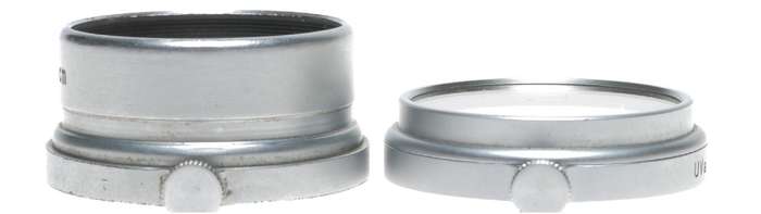 FISON Leitz lens hood shade 50 90mm lens with UV filter clean