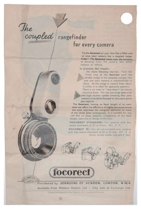 H.Schneider Focorect S Rangefinder for Variable Focus Close-Up Lens