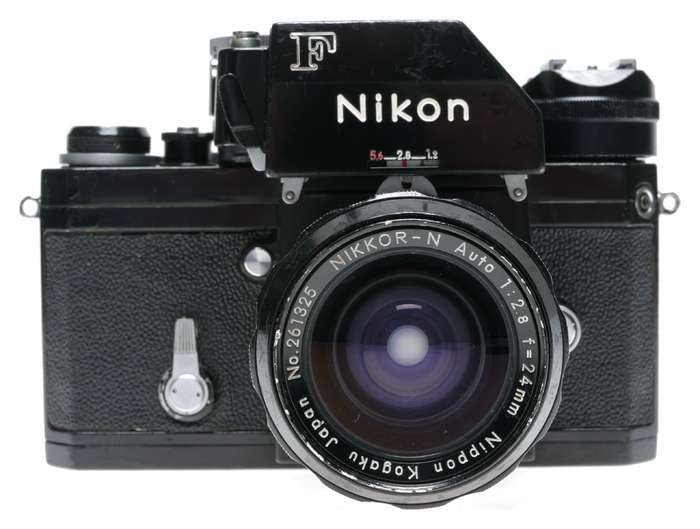 Nikon F Photomic Black SLR Camera Nikkor-N Auto 1:2.8 24mm Lens