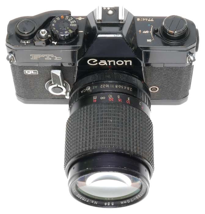 Canon FTb QL Black 35mm SLR Film Camera Coslinar Auto Zoom f=35-70mm