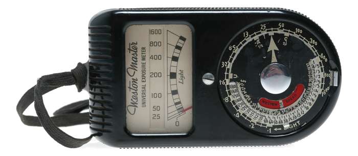 Black weston master hand held light exposure f/stop meter vintage strap